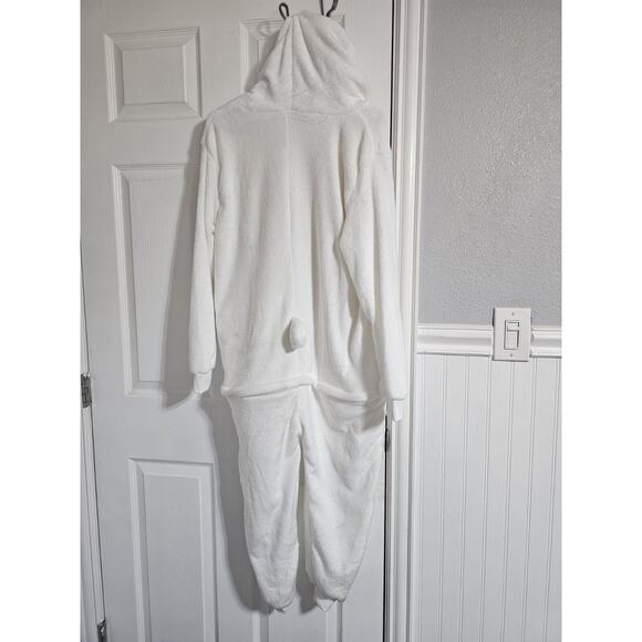 Sheep/ Lamb One Piece - Fuzzy Pajamas Zip Up Funny S Halloween Costume - Adult - Picture 4 of 13